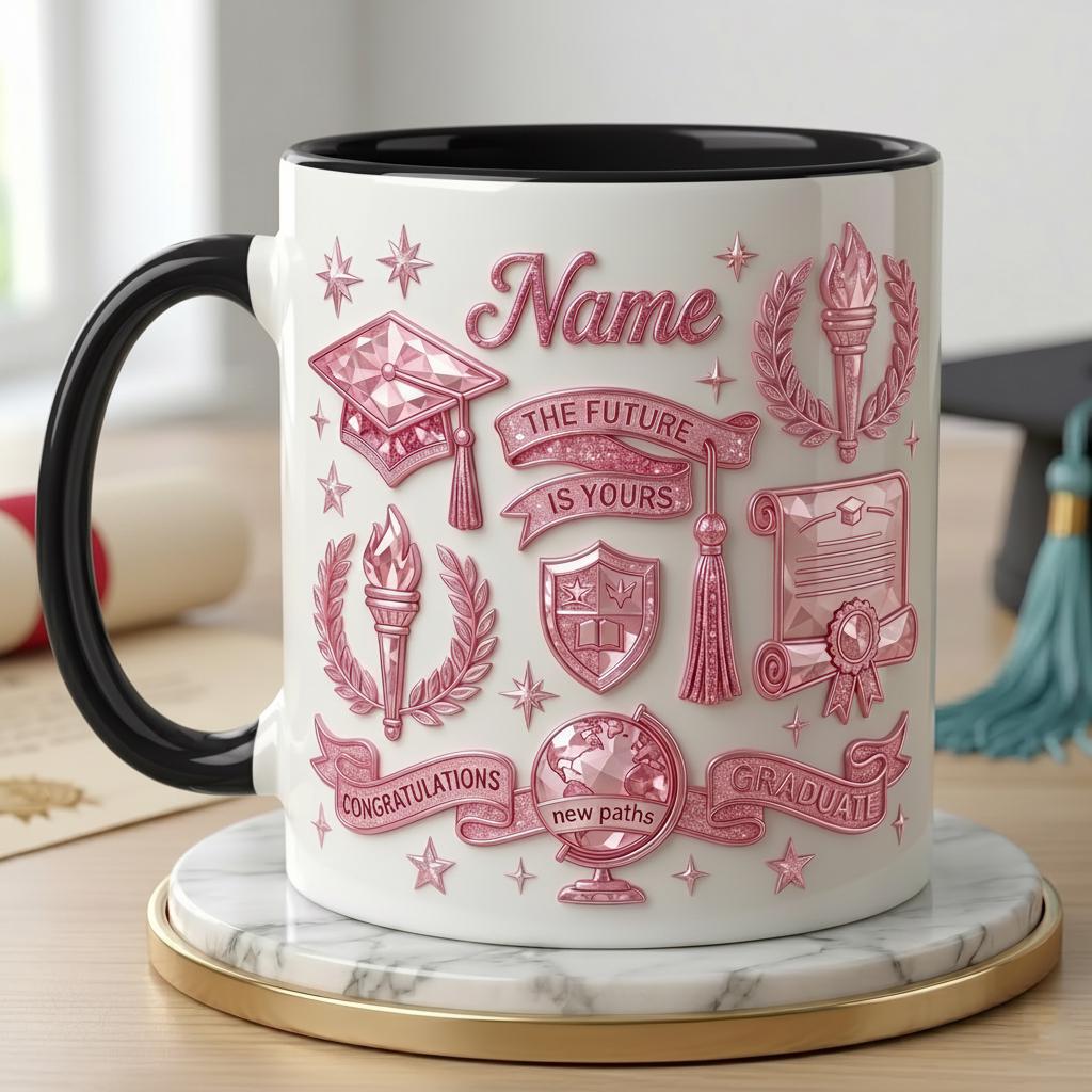 Personalized Graduation Mug, Class Of 2026, Faux 3D Effect, College Grad Gift