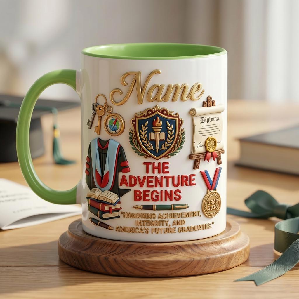 Personalized Graduation 2026 Mug 3D, Custom Name Diploma Design, Faux 3D Effect
