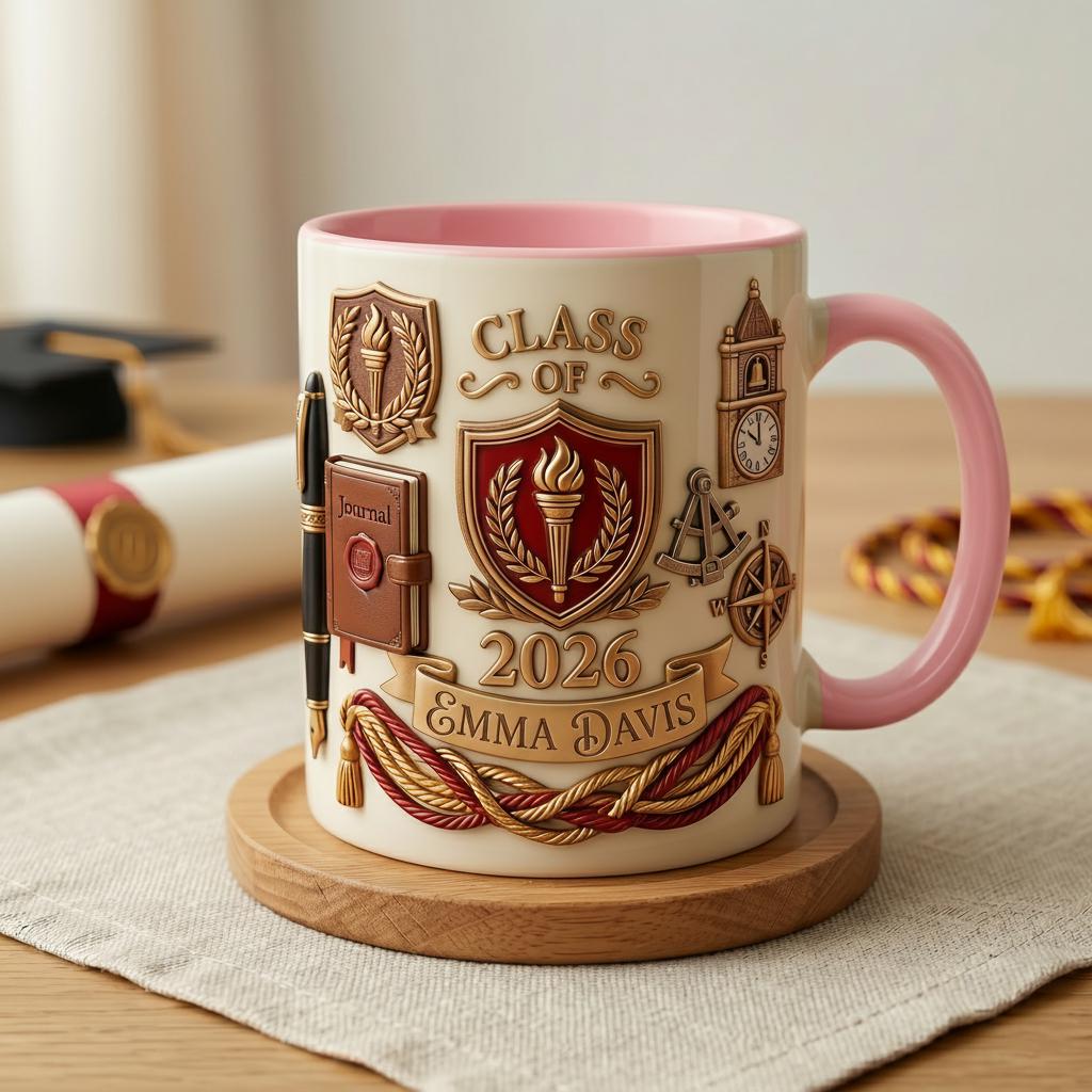 Personalized Graduation Mug 3D, Class of 2026 Custom Name Gift