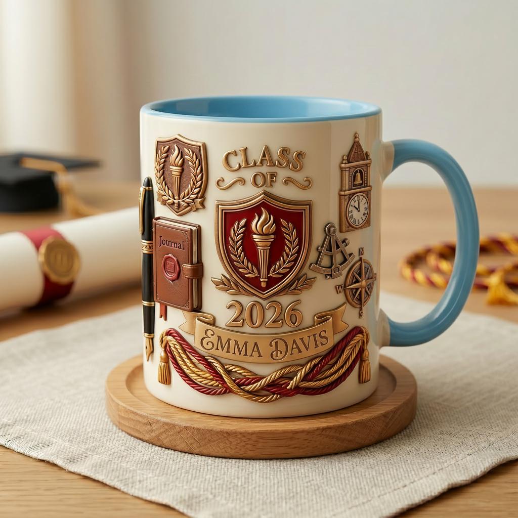 Personalized Graduation Mug 3D, Class of 2026 Custom Name Gift