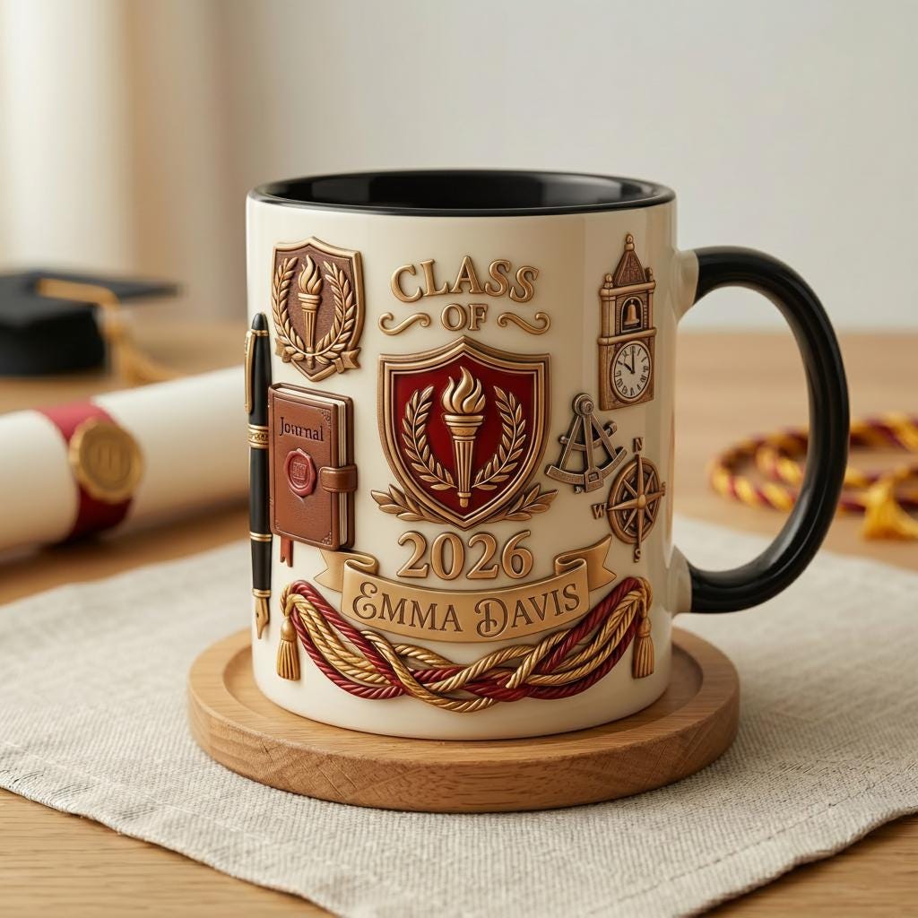 Personalized Graduation Mug 3D, Class of 2026 Custom Name Gift