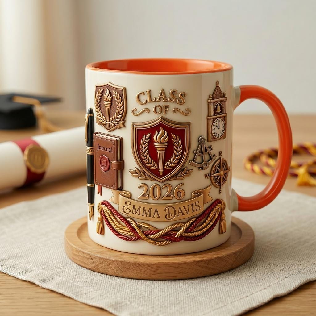 Personalized Graduation Mug 3D, Class of 2026 Custom Name Gift