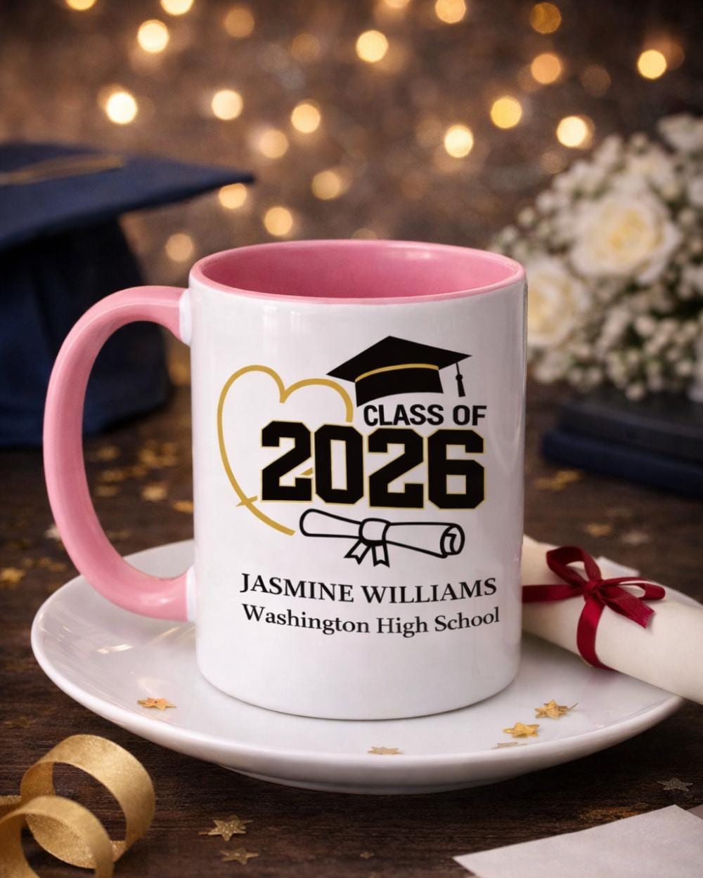 Personalized Graduation Mug 2026, Custom Name Coffee Cup, University Graduation Gift, High School Senior Gift for Her Him