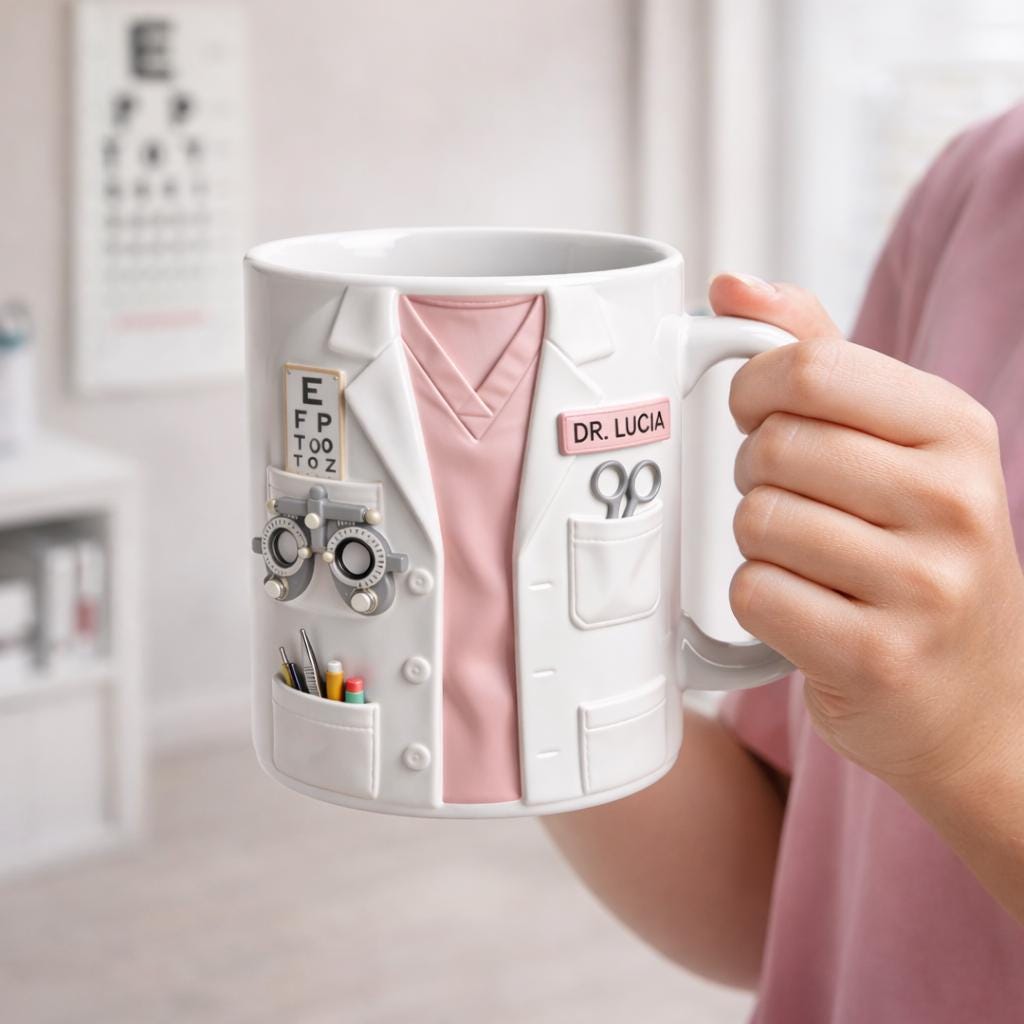 Personalized Optometrist Mug Gift, Custom Name Eye Doctor Coffee Cup, Phoropter Design, Gift for Optometrist Her