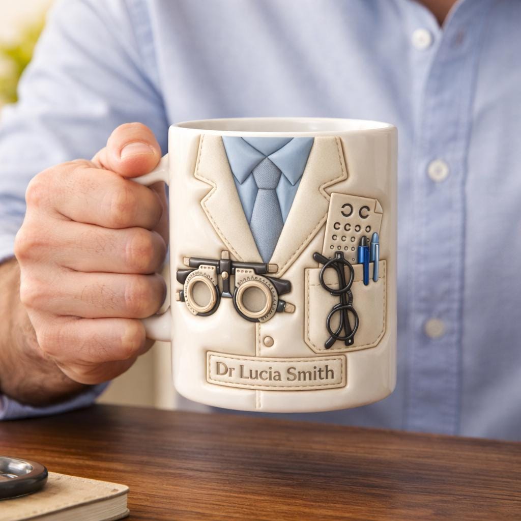 Personalized Optometrist Mug Gift, Custom Name Eye Doctor Coffee Cup, Vision Test Design, Gift for Optometrist