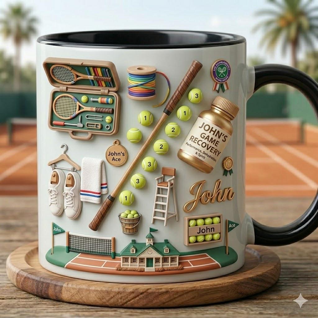 Personalized Tennis Mug with Name, Custom Tennis Player Coffee Cups, Tennis Coach Appreciation Gift, Sports Lover Mug, Gift For Athlete