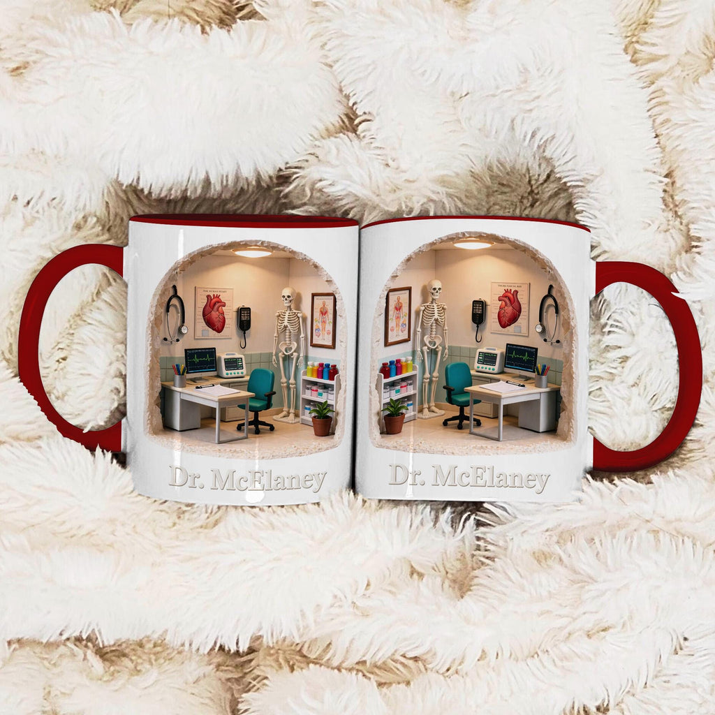 Personalized Doctor Mug Gift, Custom Name Medical Office Coffee Cup, Anatomy Clinic Design, Gift for Doctor Him Her