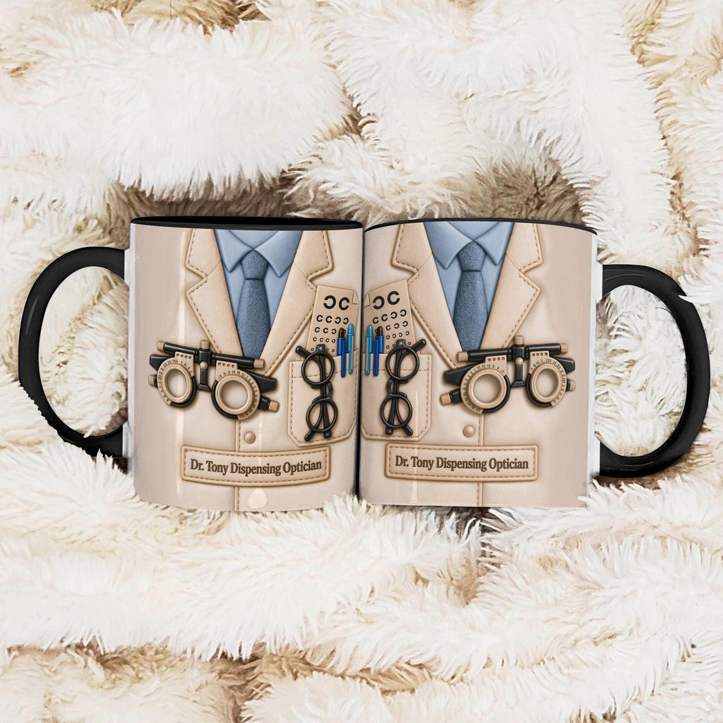 Personalized Optometrist Mug Gift, Custom Name Eye Doctor Coffee Cup, Vision Test Design, Gift for Optometrist