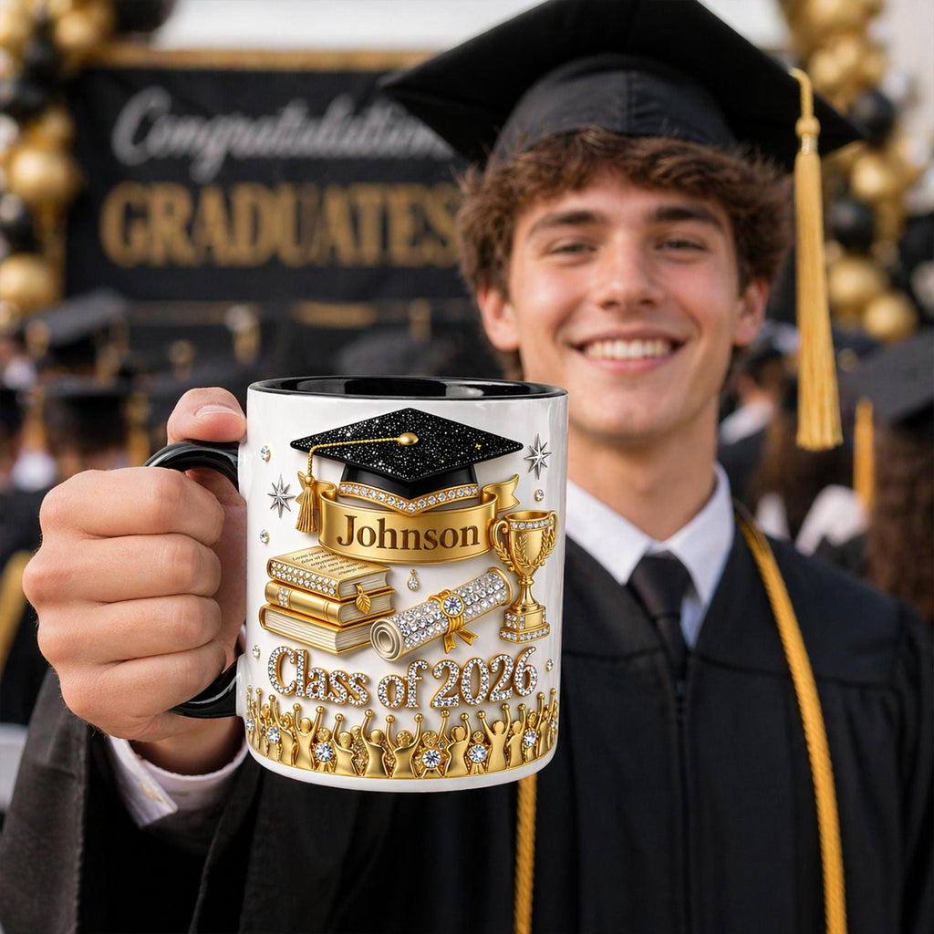Personalized Graduation 2D Mug, Women Graduation Gift, Grad Gift For Daughter From Mom Dad, 2026 Bachelor Degree Graduate Mug, Class of 2026
