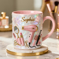 Personalized Beauty Mug with Name , Custom Hair Stylist Coffee Cup , Makeup Lover Gift , Salon Gift for Her , Cosmetology Mug