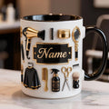 Personalized Barber Mug Custom Name Barber Gift Hair Stylist Coffee Mug Barber Shop Gift Hairdresser Gift for Him