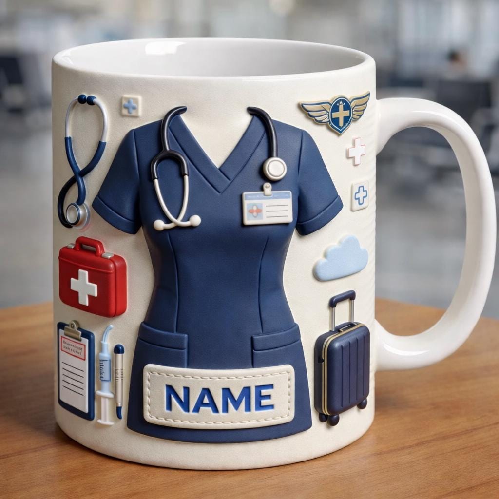 Personalized Nurse Mug, Custom Name Nurse Gift, RN Coffee Mug, Medical Scrubs Mug, Healthcare Worker Gift, Nurse Gift