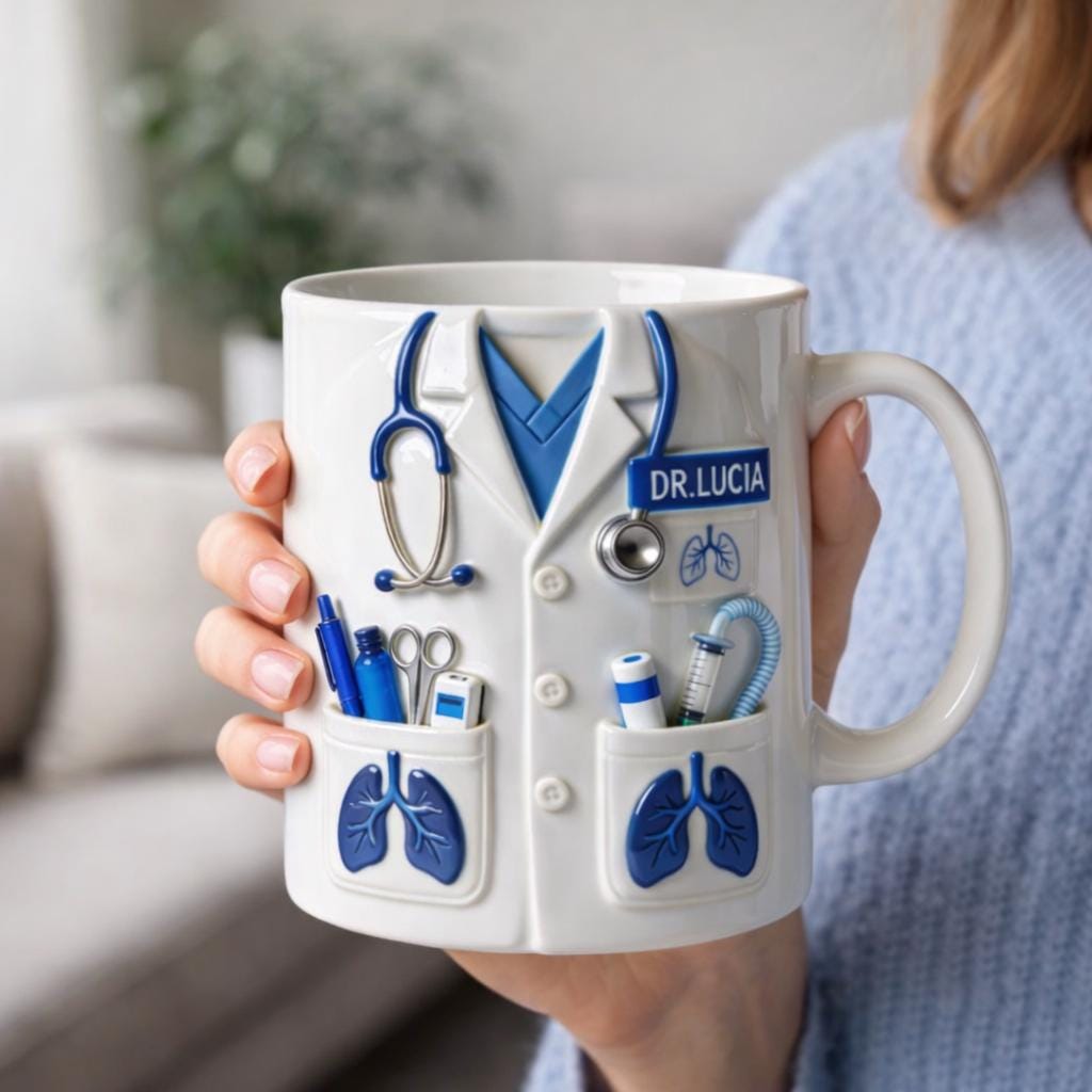 Personalized Doctor Mug, Custom Name Medical Mug, Pulmonologist Gift, Respiratory Therapist Mug, Healthcare Worker Gift, Doctor Gift