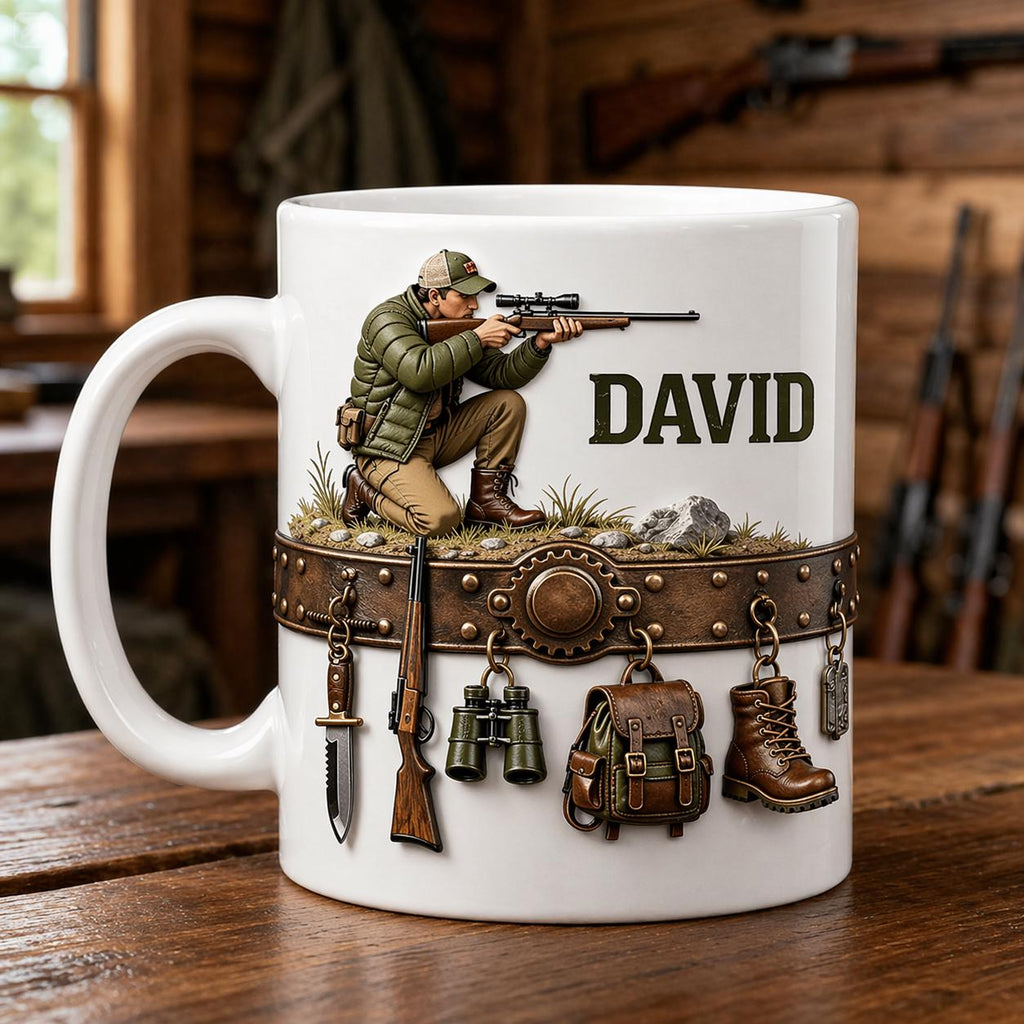 Personalized Hunting Mug, Custom Hunter Gift, Hunting Lover Mug, Deer Hunting Gift for Him, Outdoorsman Gift, Hunter Coffee Cup