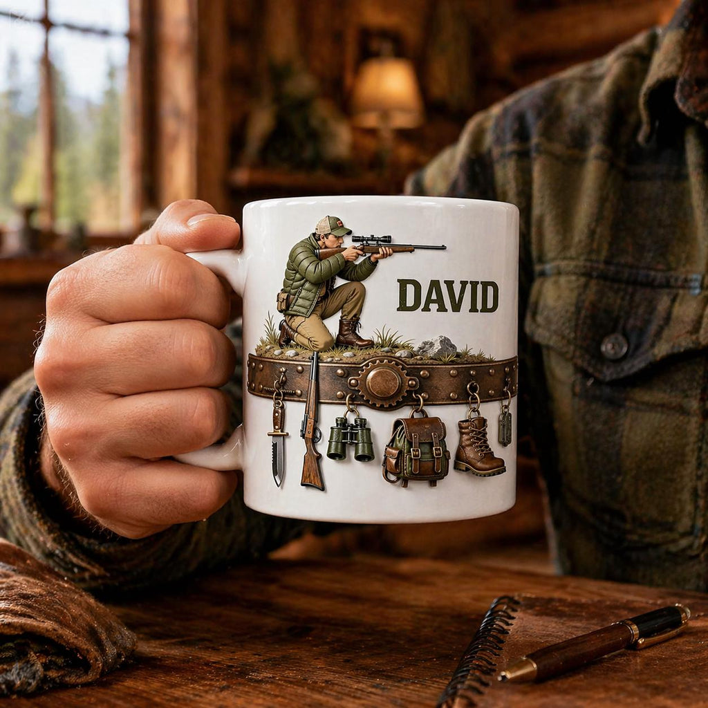 Personalized Hunting Mug, Custom Hunter Gift, Hunting Lover Mug, Deer Hunting Gift for Him, Outdoorsman Gift, Hunter Coffee Cup
