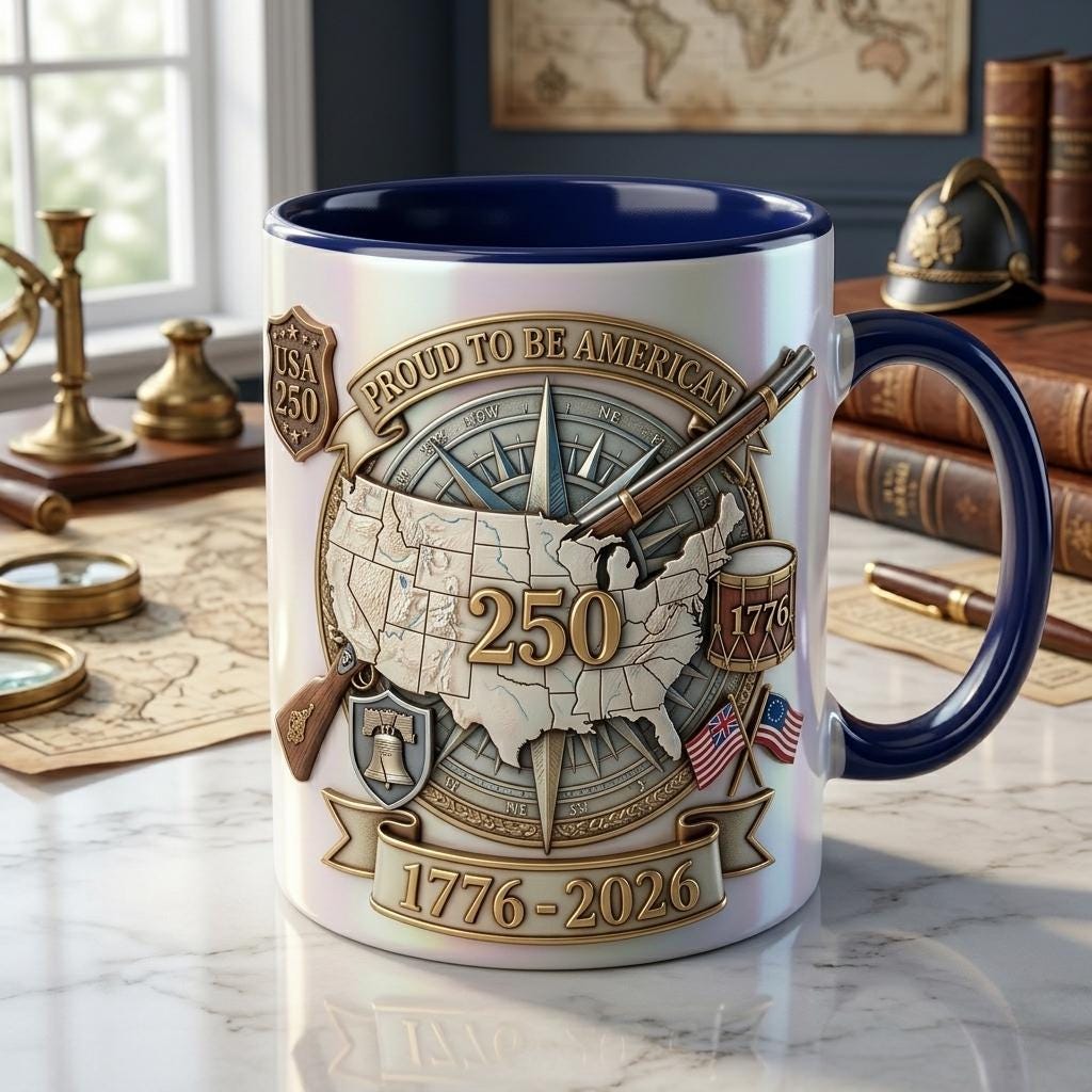 Personalized 250 Years of Liberty Mug, Custom American Eagle Mug with Name, USA Patriotic Coffee Cup, Independence Day Gift 1776-2026