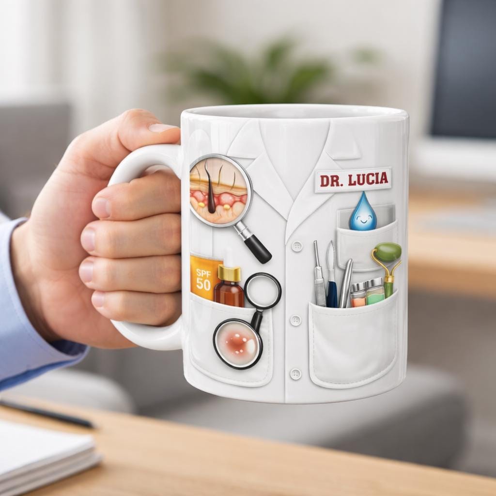 Personalized Dermatologist Mug, Custom Name Skincare Doctor Mug, Medical Coffee Mug, Esthetician Gift, Skin Care Lover Gift, Doctor Gift