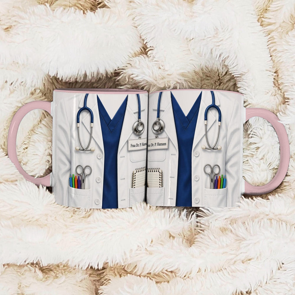 Personalized Doctor Mug Gift, Custom Name Medical Coffee Cup, Stethoscope Scrubs Design, Gift for Doctor Her