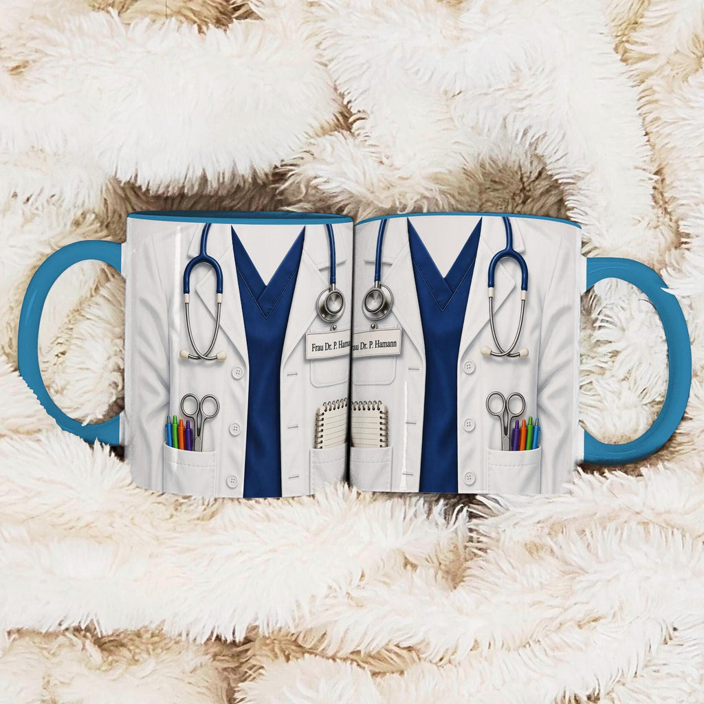 Personalized Doctor Mug Gift, Custom Name Medical Coffee Cup, Stethoscope Scrubs Design, Gift for Doctor Her