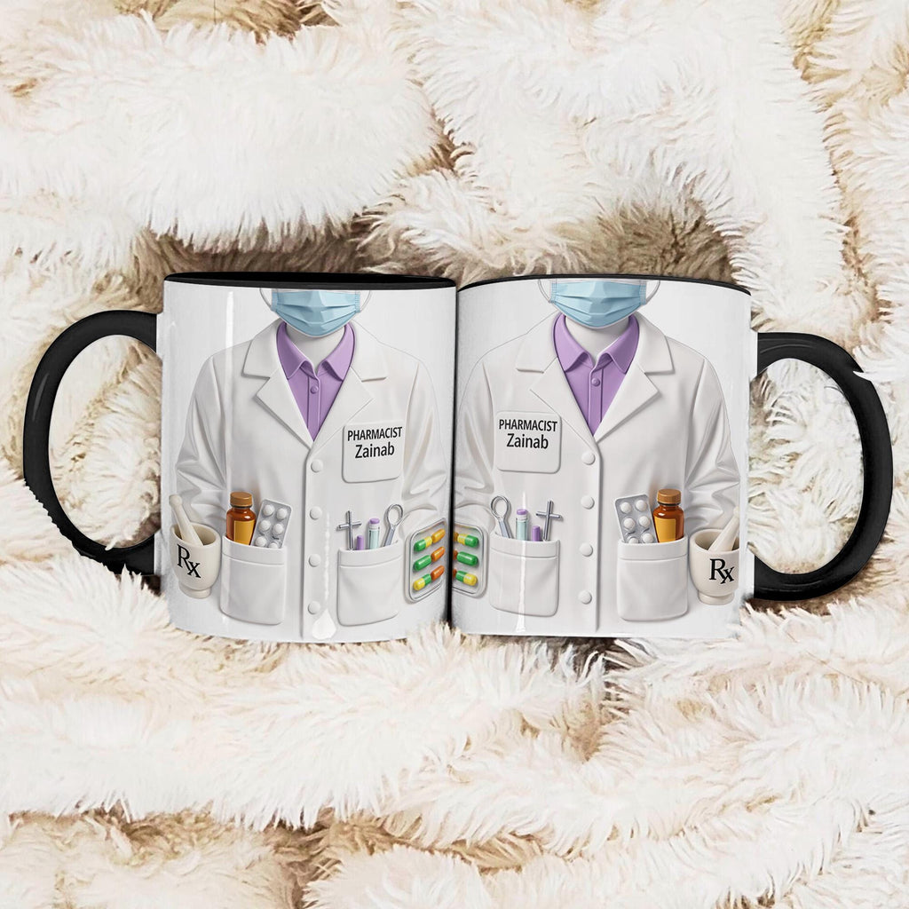 Personalized Pharmacist Mug Gift, Custom Name Pharmacy Coffee Cup, Medical Coat Design, Gift for Pharmacist Her