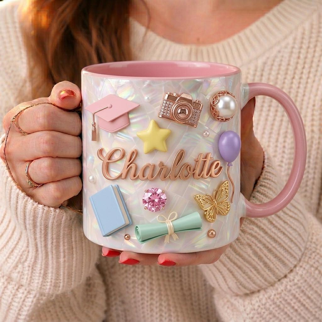 Personalized Graduation Mug with Name, Custom Name Coffee Mug, Class of 2026 Gift, Congrats Graduate Cup, Achievement Keepsake
