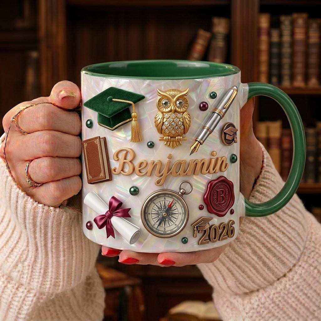 Personalized Graduation Mug with Name, Custom Name Coffee Mug, Class of 2026 Gift, Congrats Graduate Cup, Achievement Keepsake