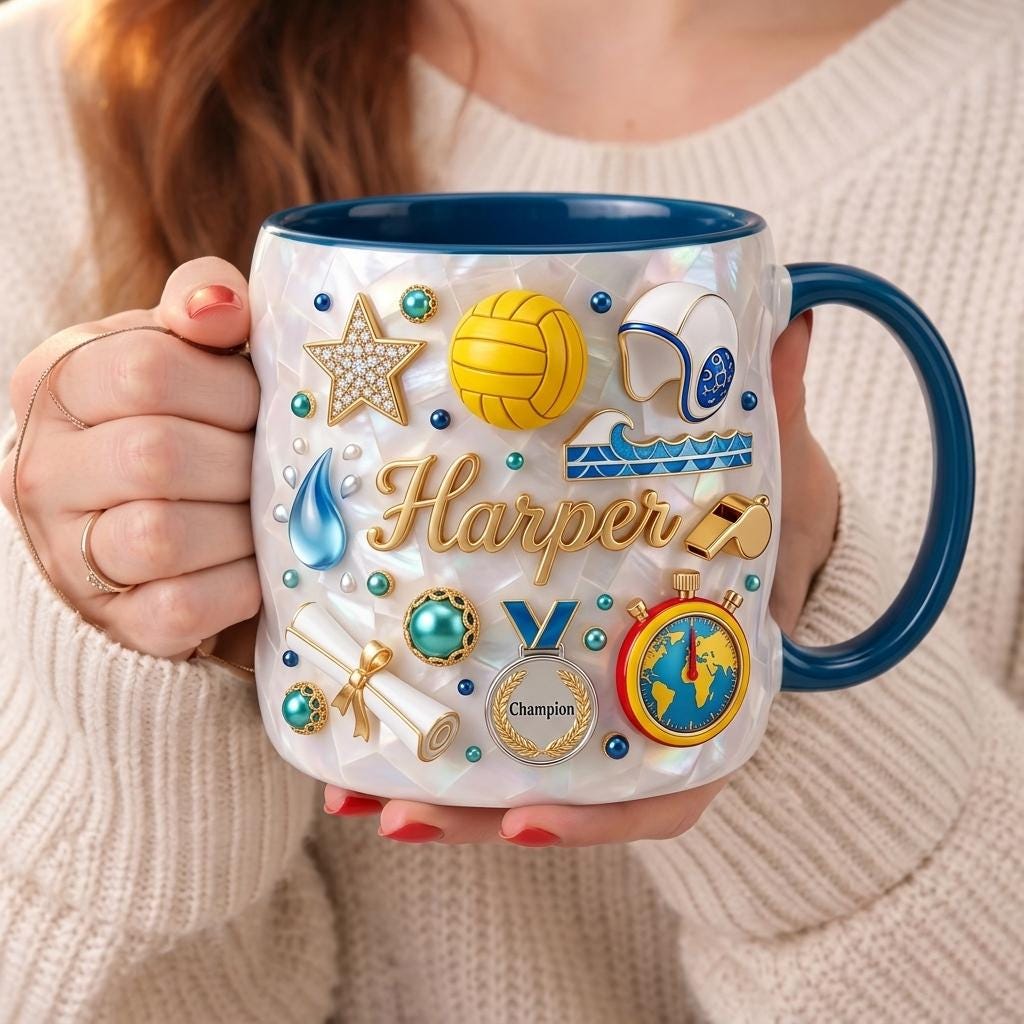 Personalized Water Polo Player Mug, Custom Name Sports Cup, Water Polo Lover Gift, Athlete Gift, Game Day Coffee Mug