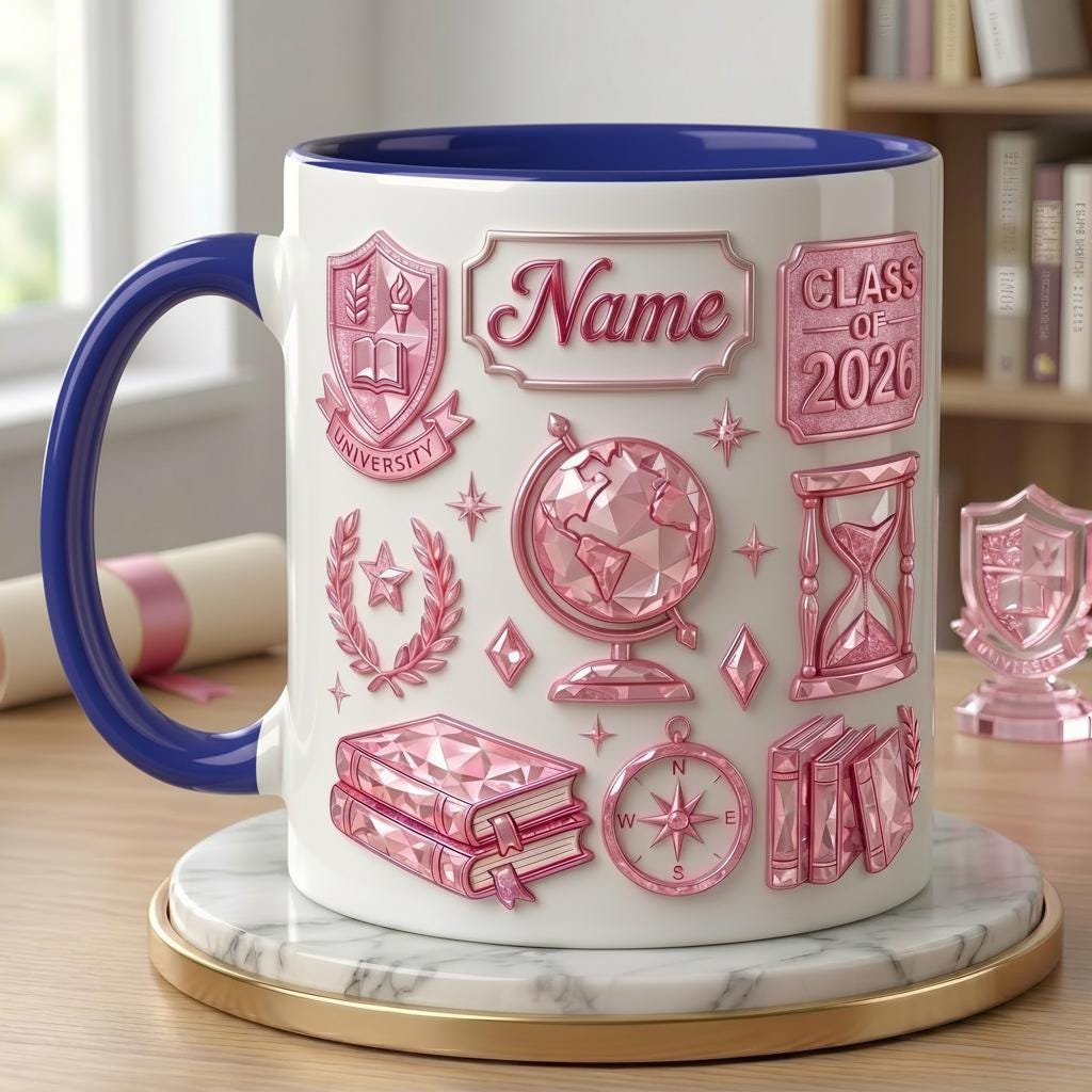 Personalized Graduation Mug 3D, Class of 2026 Custom Name Ceramic Coffee Cup