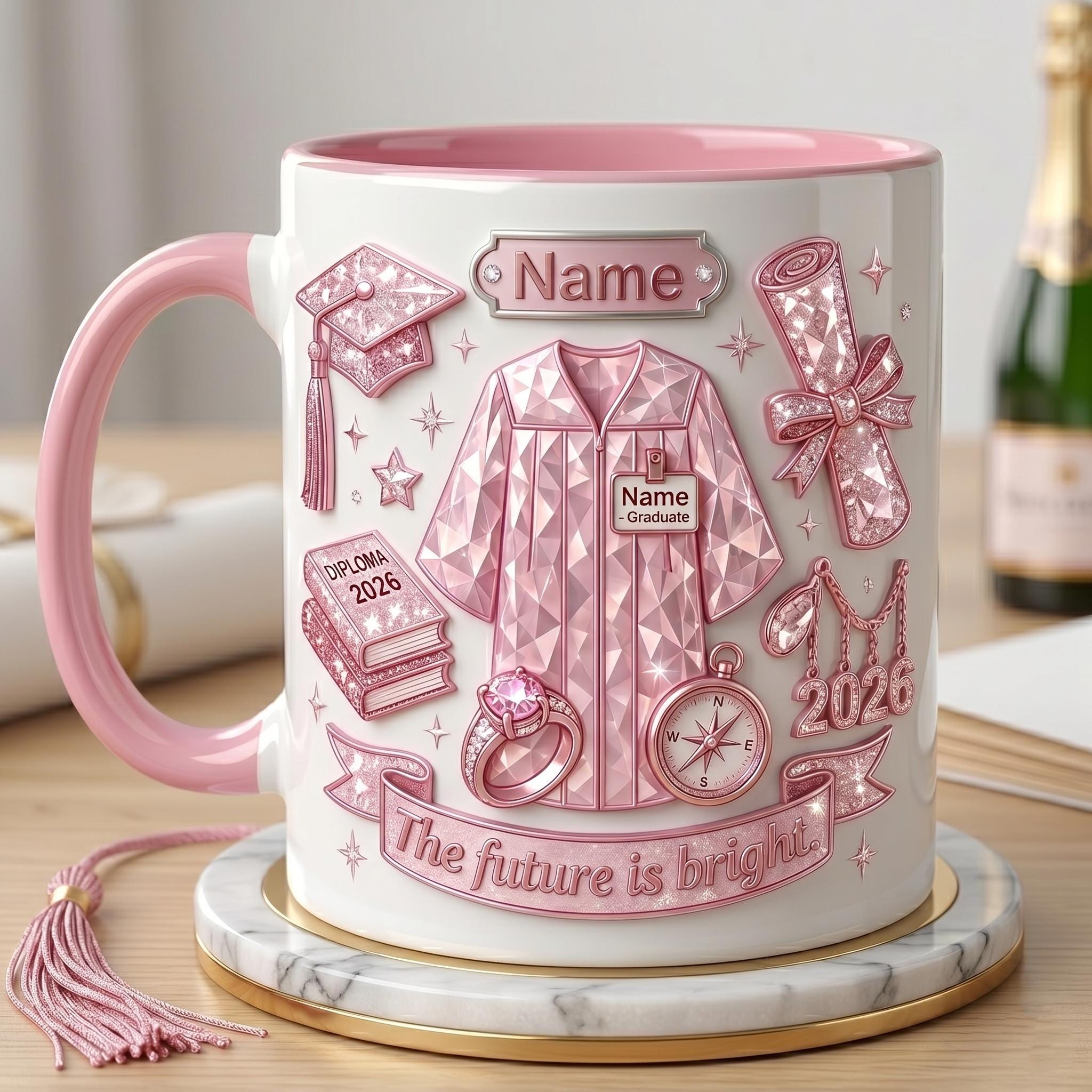 Personalized Graduation Mug Class Of 2026, Faux 3D Effect Mug, Senior Gift Keepsake