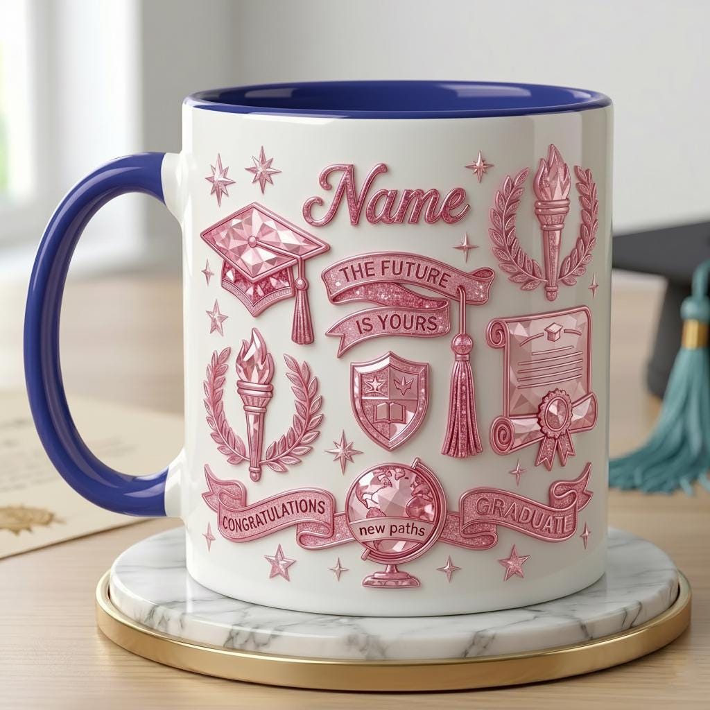 Personalized Graduation Mug, Class Of 2026, Faux 3D Effect, College Grad Gift