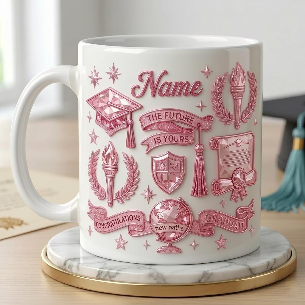 Personalized Graduation Mug, Class Of 2026, Faux 3D Effect, College Grad Gift