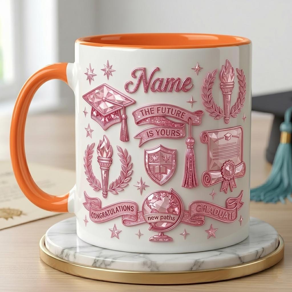 Personalized Graduation Mug, Class Of 2026, Faux 3D Effect, College Grad Gift