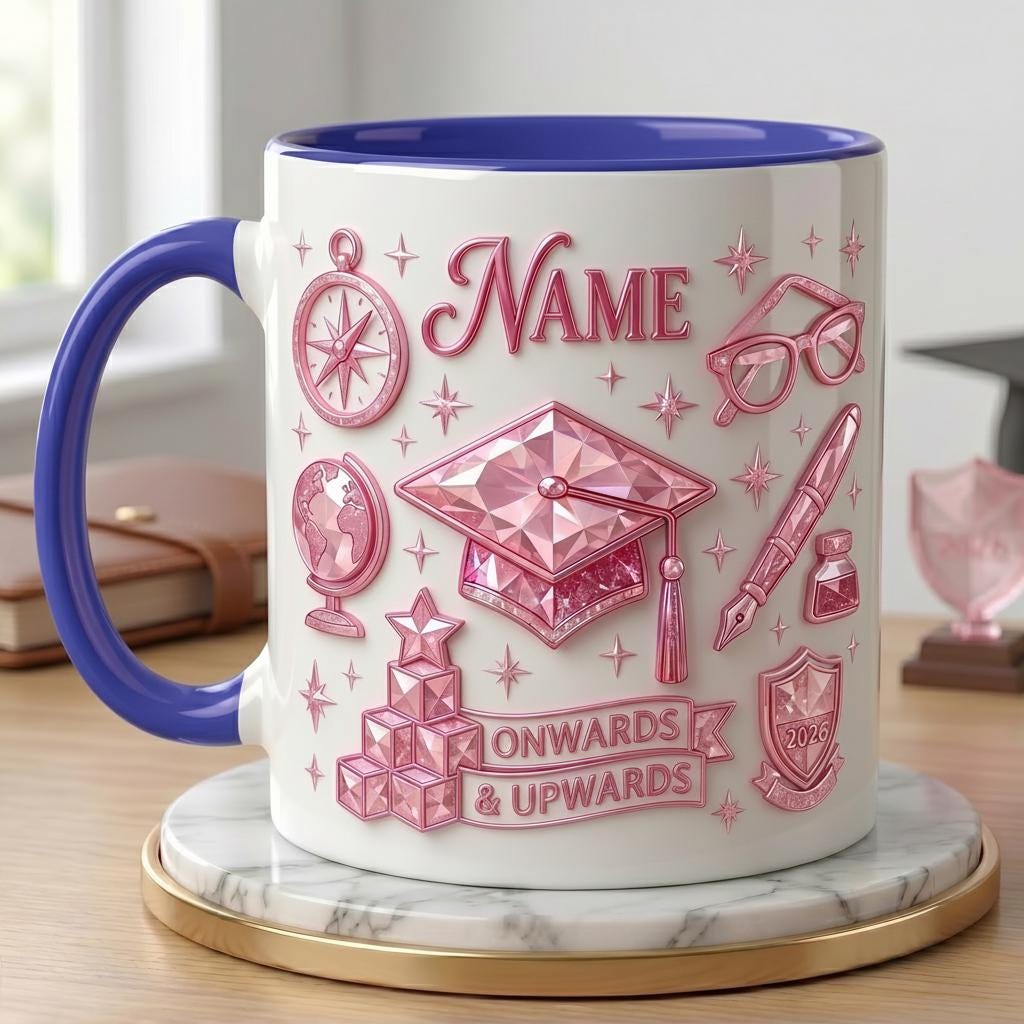 Personalized Graduation Mug Class Of 2026 Gift, Faux 3D Effect Mug Senior Celebration