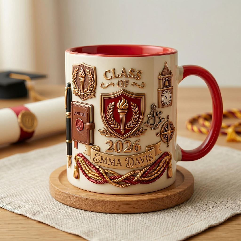 Personalized Graduation Mug 3D, Class of 2026 Custom Name Gift