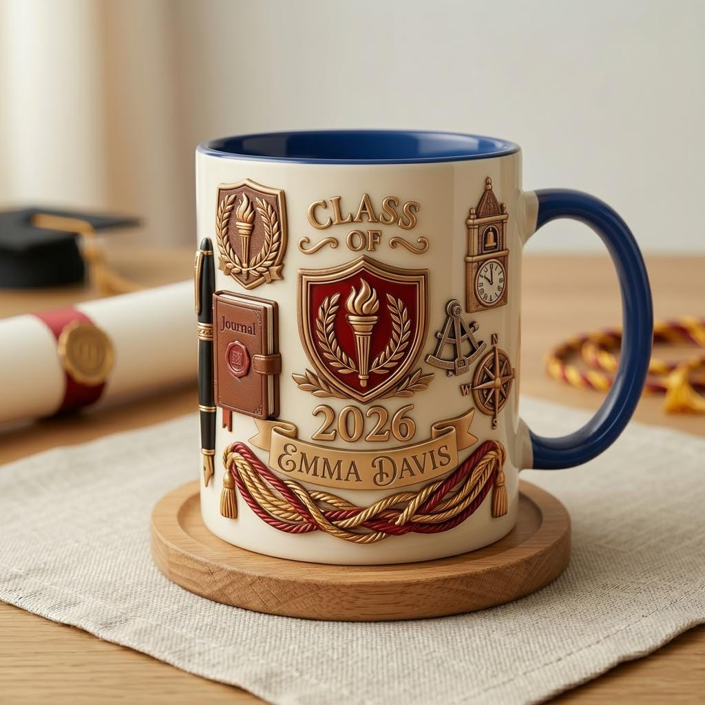 Personalized Graduation Mug 3D, Class of 2026 Custom Name Gift