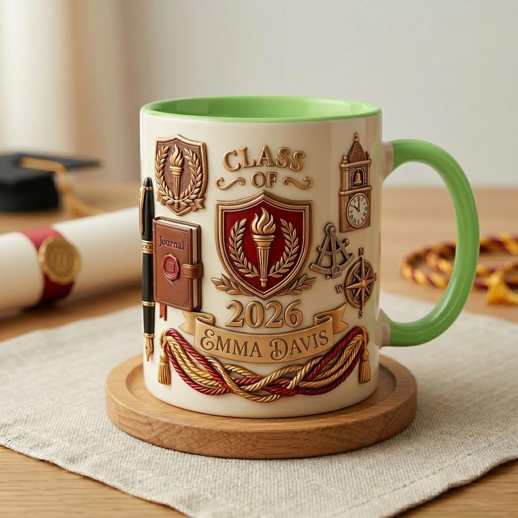 Personalized Graduation Mug 3D, Class of 2026 Custom Name Gift