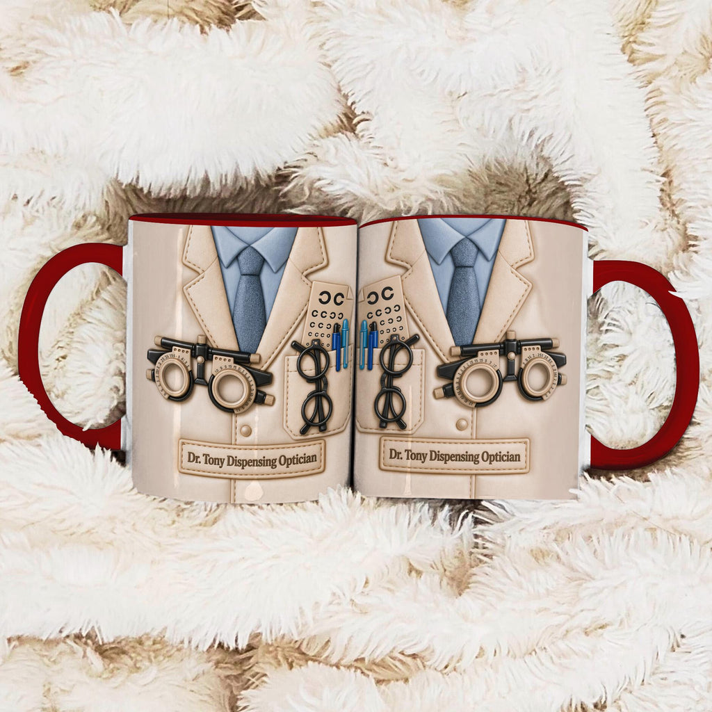Personalized Optometrist Mug Gift, Custom Name Eye Doctor Coffee Cup, Vision Test Design, Gift for Optometrist