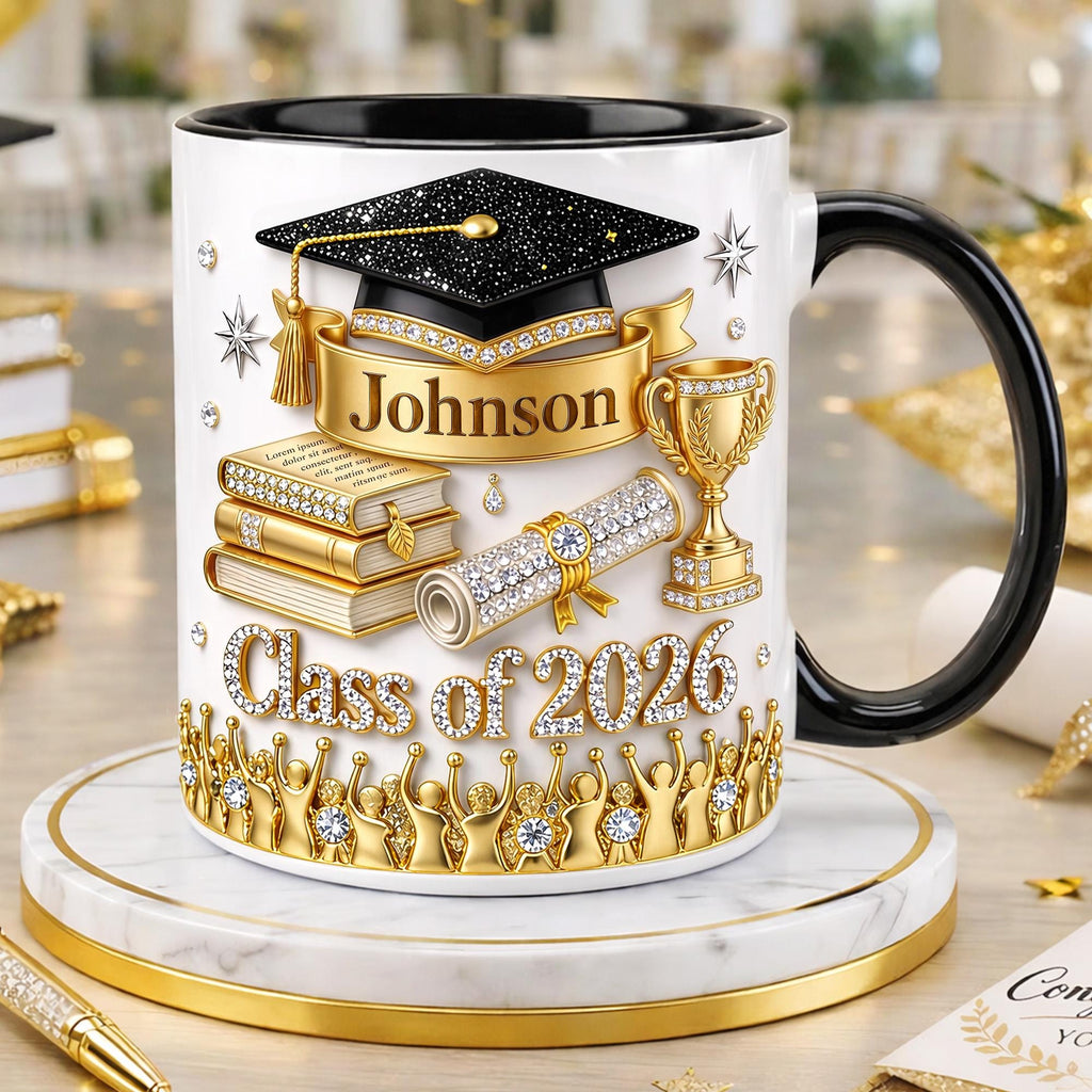 Personalized Graduation 2D Mug, Women Graduation Gift, Grad Gift For Daughter From Mom Dad, 2026 Bachelor Degree Graduate Mug, Class of 2026