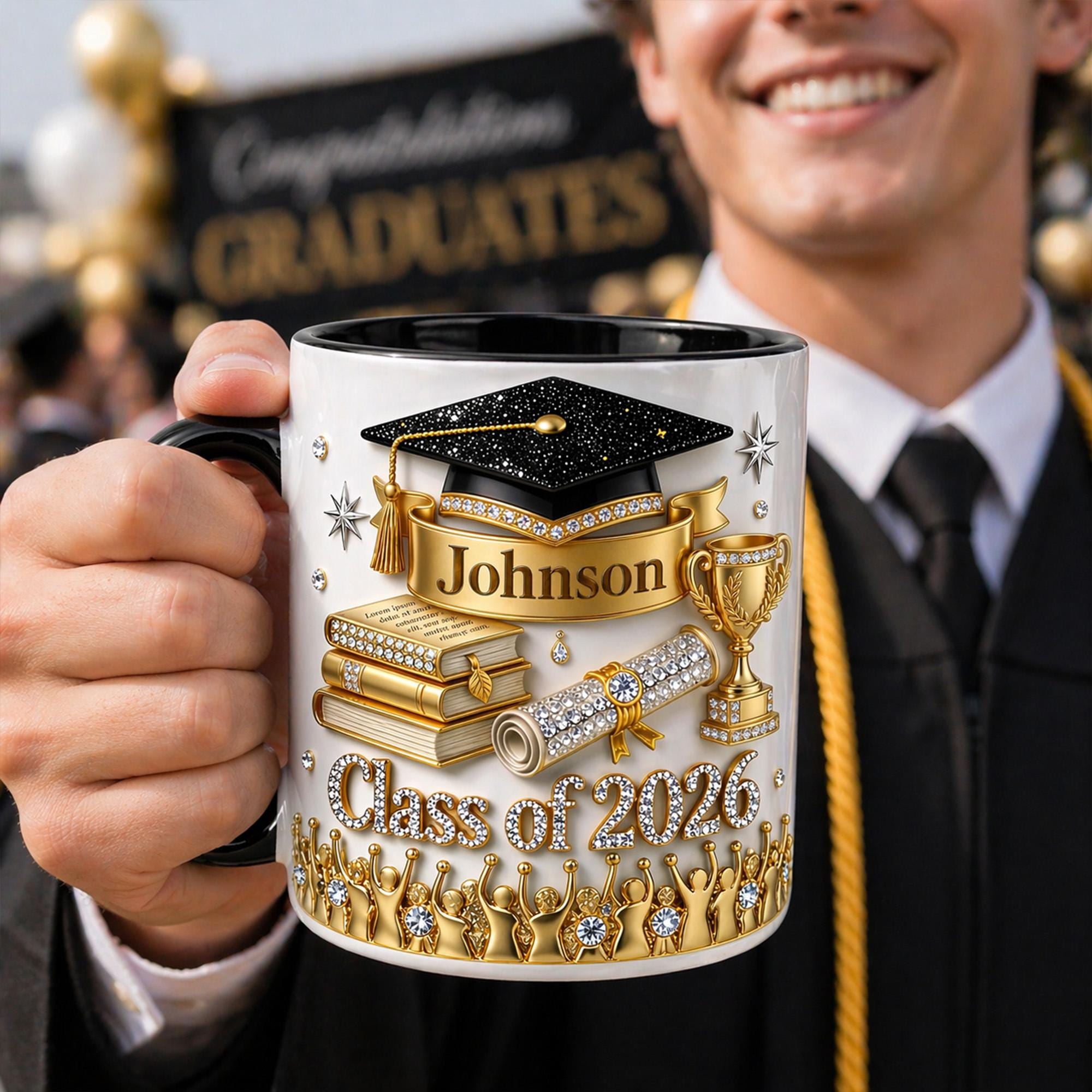 Personalized Graduation 2D Mug, Women Graduation Gift, Grad Gift For Daughter From Mom Dad, 2026 Bachelor Degree Graduate Mug, Class of 2026
