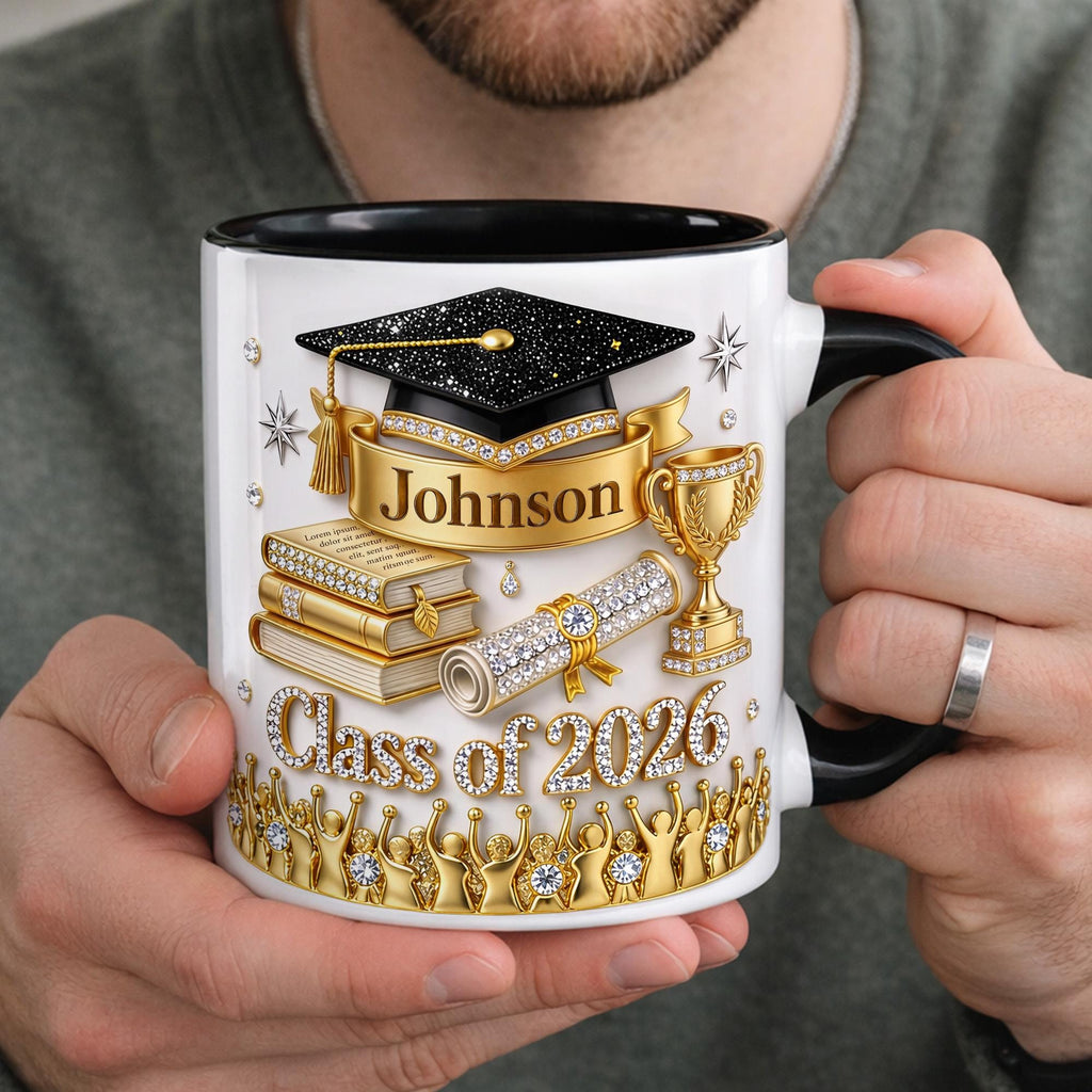 Personalized Graduation 2D Mug, Women Graduation Gift, Grad Gift For Daughter From Mom Dad, 2026 Bachelor Degree Graduate Mug, Class of 2026