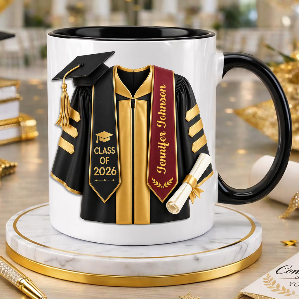 Personalized Graduation 2D Mug, Graduation Gift, Grad Gift For Daughter Son From Mom Dad, 2026 Bachelor Degree Graduate Mug, Class of 2026