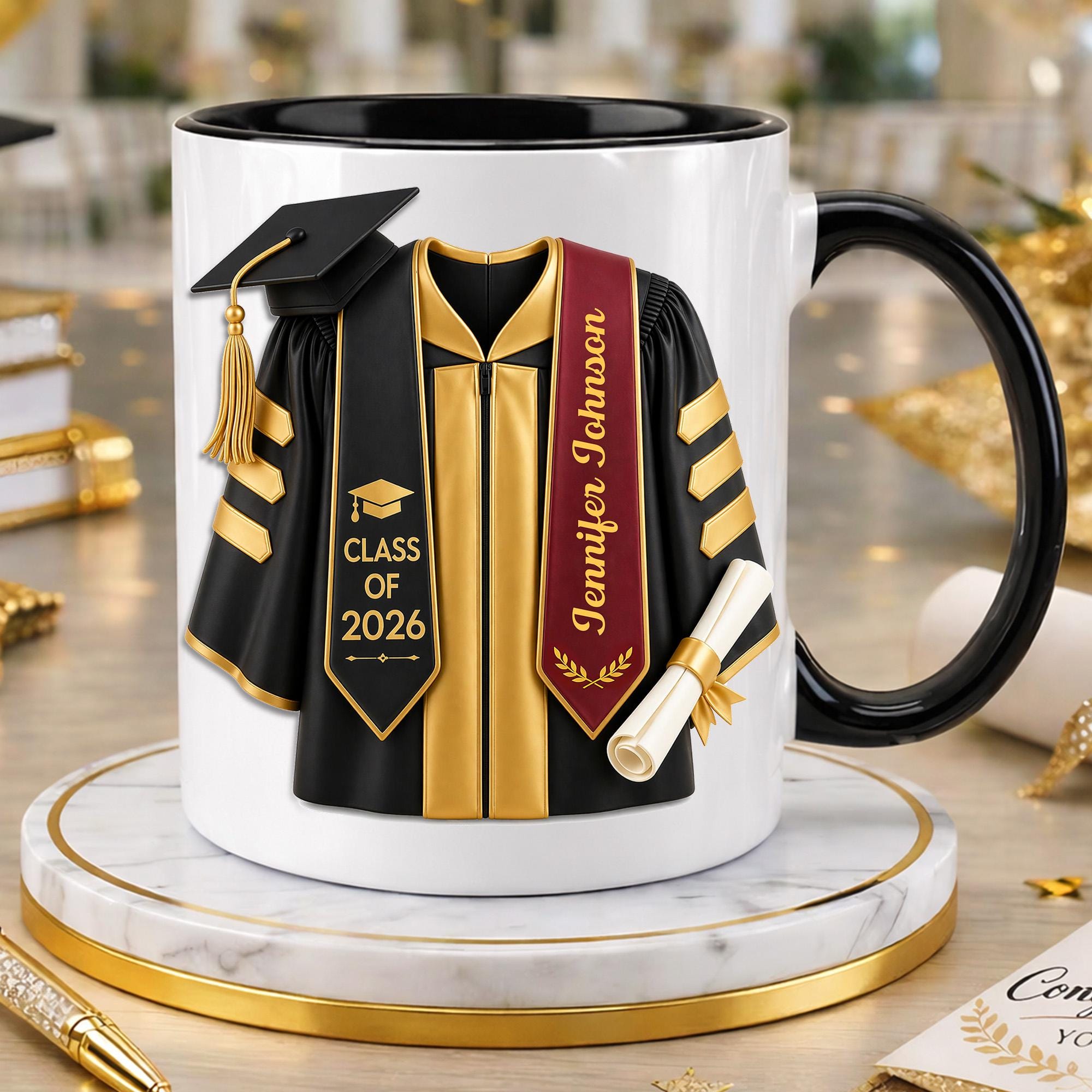 Personalized Graduation 2D Mug, Graduation Gift, Grad Gift For Daughter Son From Mom Dad, 2026 Bachelor Degree Graduate Mug, Class of 2026