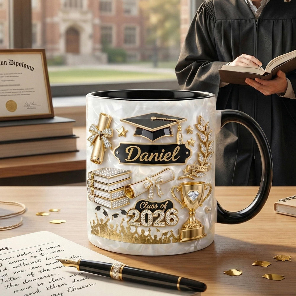 Personalized Graduation 2D Mug, Graduation Gift, Grad Gift For Daughter Son From Mom Dad, 2026 Bachelor Degree Graduate Mug, Class of 2026
